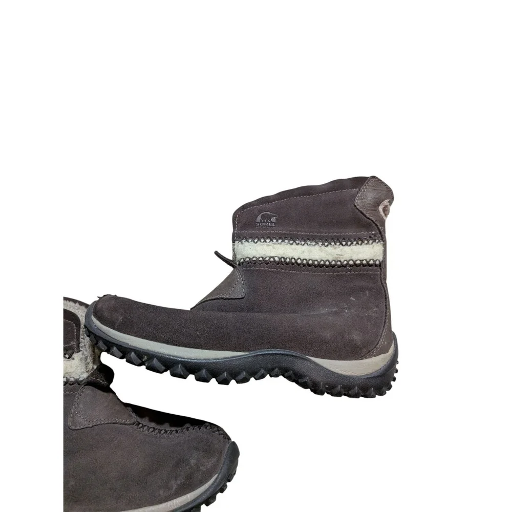 Sorel Nicolet Slip on Winter‎ Boots Womens Size 7 Stout Brown Leather Insulated